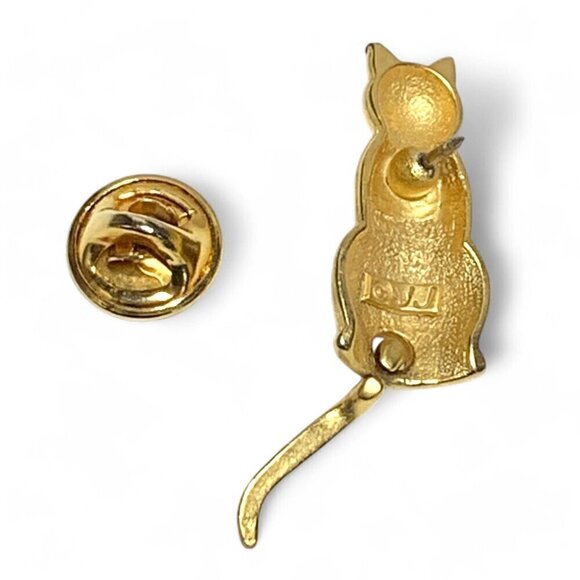 Vintage JJ Gold Cat Pin With Articulated Tail 2" - Picture 4 of 5